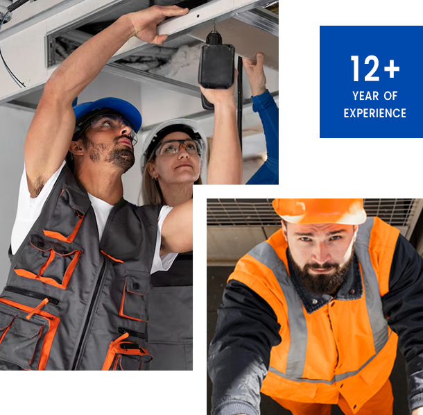 Experienced AC technicians in UAE installing and repairing ducted air conditioning system
